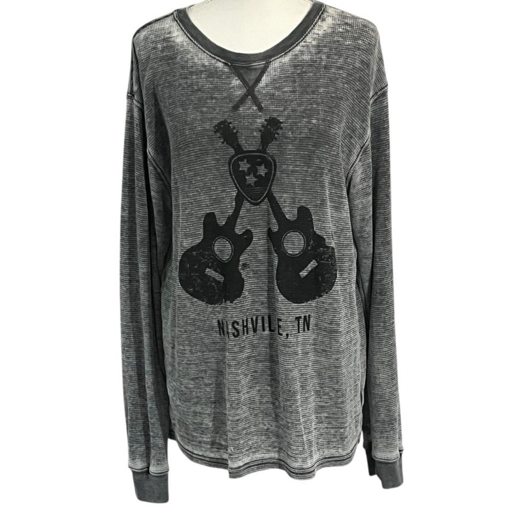 Nashville Gray Burnout Long Sleeve Shirt size L - Picture 1 of 7